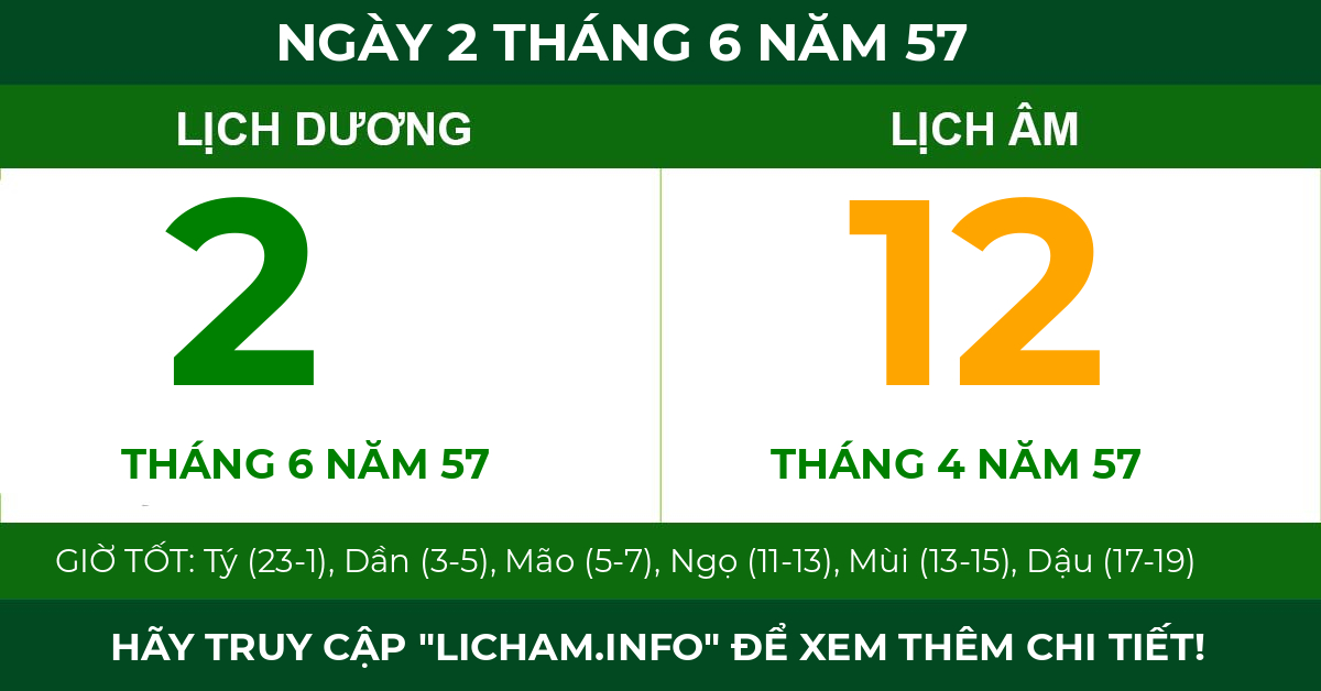 lịch âm ngày 2 tháng 6 năm 57