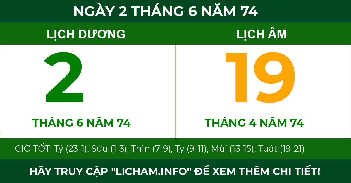 lịch âm ngày 2 tháng 6 năm 74