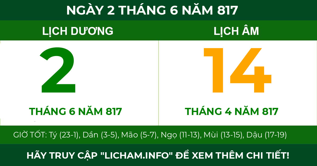 lịch âm ngày 2 tháng 6 năm 817