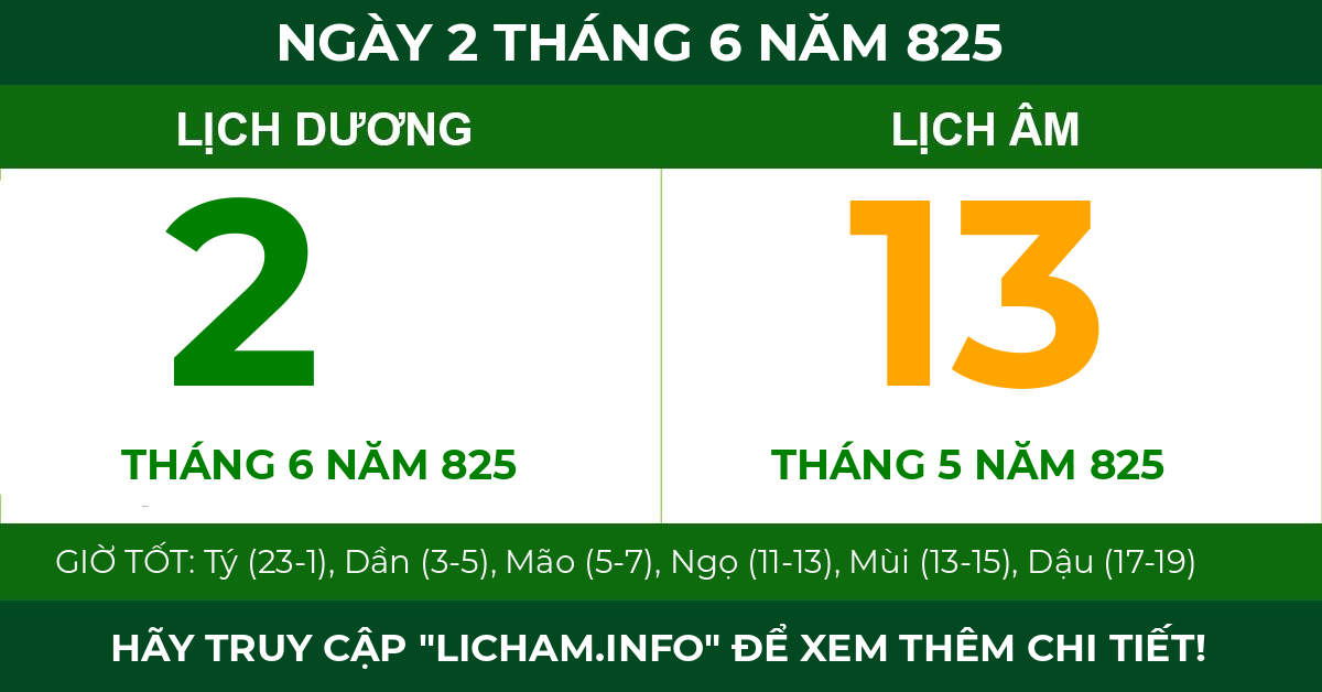 lịch âm ngày 2 tháng 6 năm 825