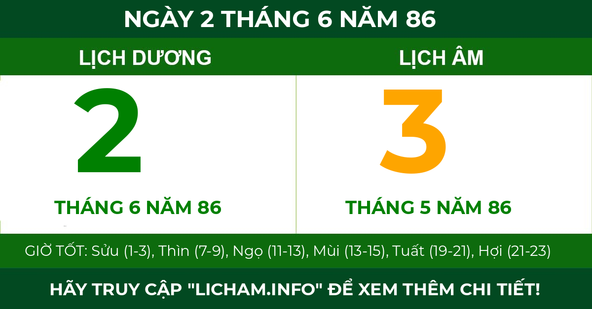lịch âm ngày 2 tháng 6 năm 86