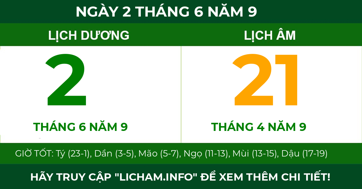 lịch âm ngày 2 tháng 6 năm 9