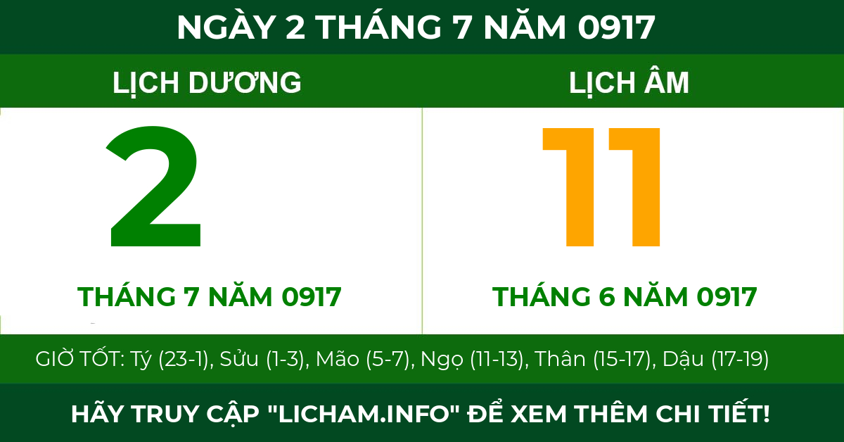lịch âm ngày 2 tháng 7 năm 0917