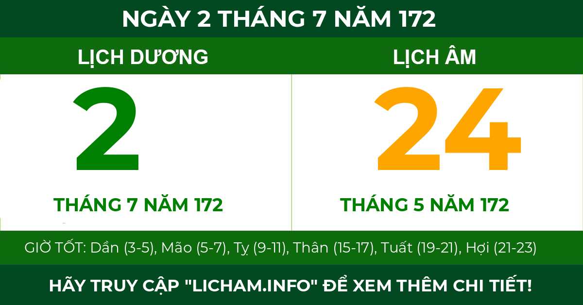 lịch âm ngày 2 tháng 7 năm 172