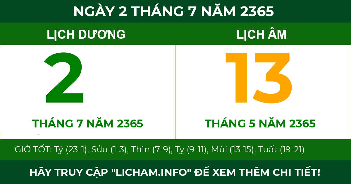 lịch âm ngày 2 tháng 7 năm 2365