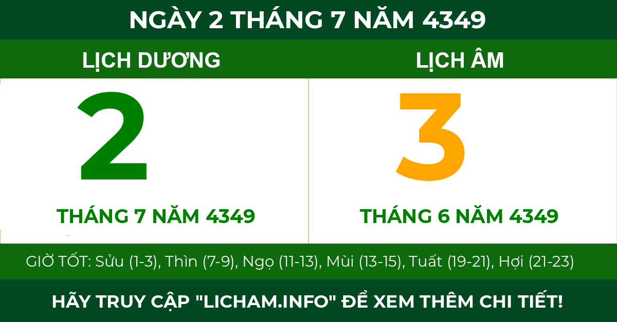 lịch âm ngày 2 tháng 7 năm 4349