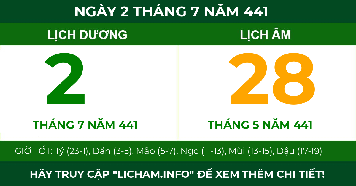 lịch âm ngày 2 tháng 7 năm 441