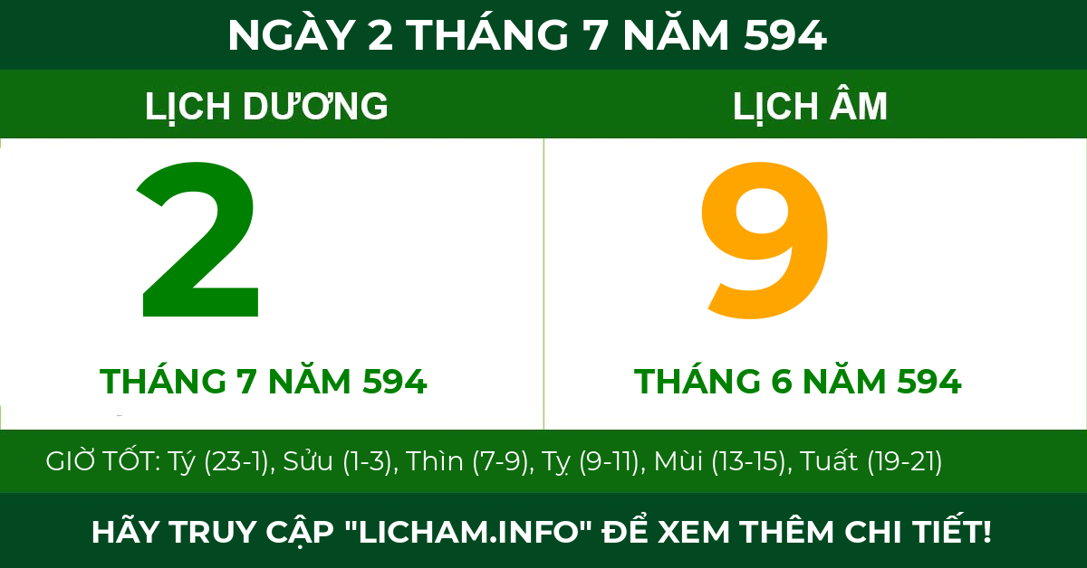 lịch âm ngày 2 tháng 7 năm 594