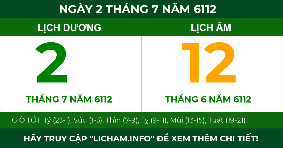 lịch âm ngày 2 tháng 7 năm 6112