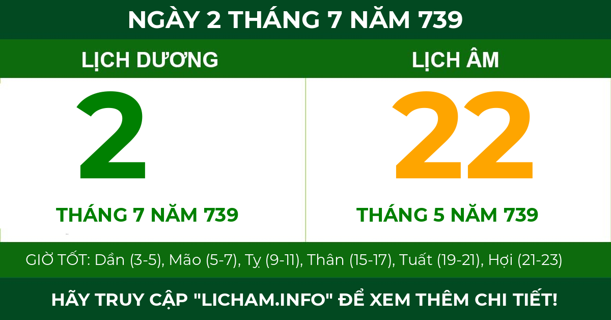 lịch âm ngày 2 tháng 7 năm 739