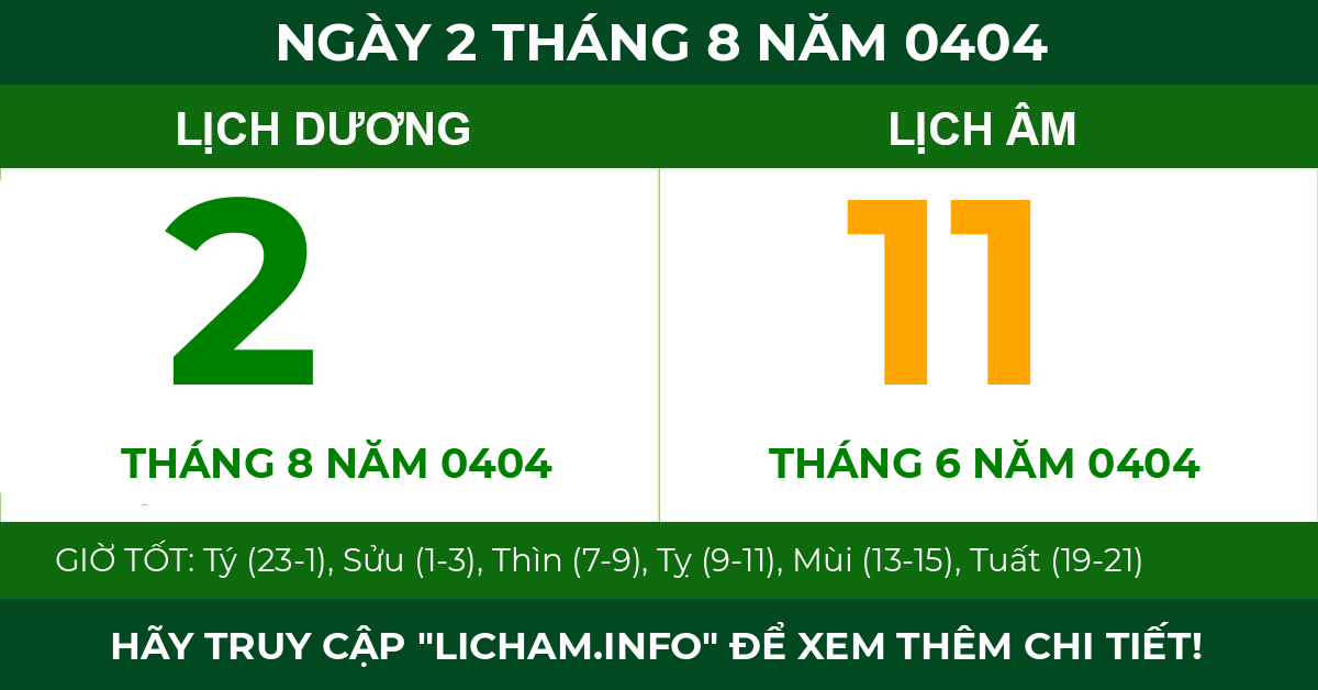 lịch âm ngày 2 tháng 8 năm 0404