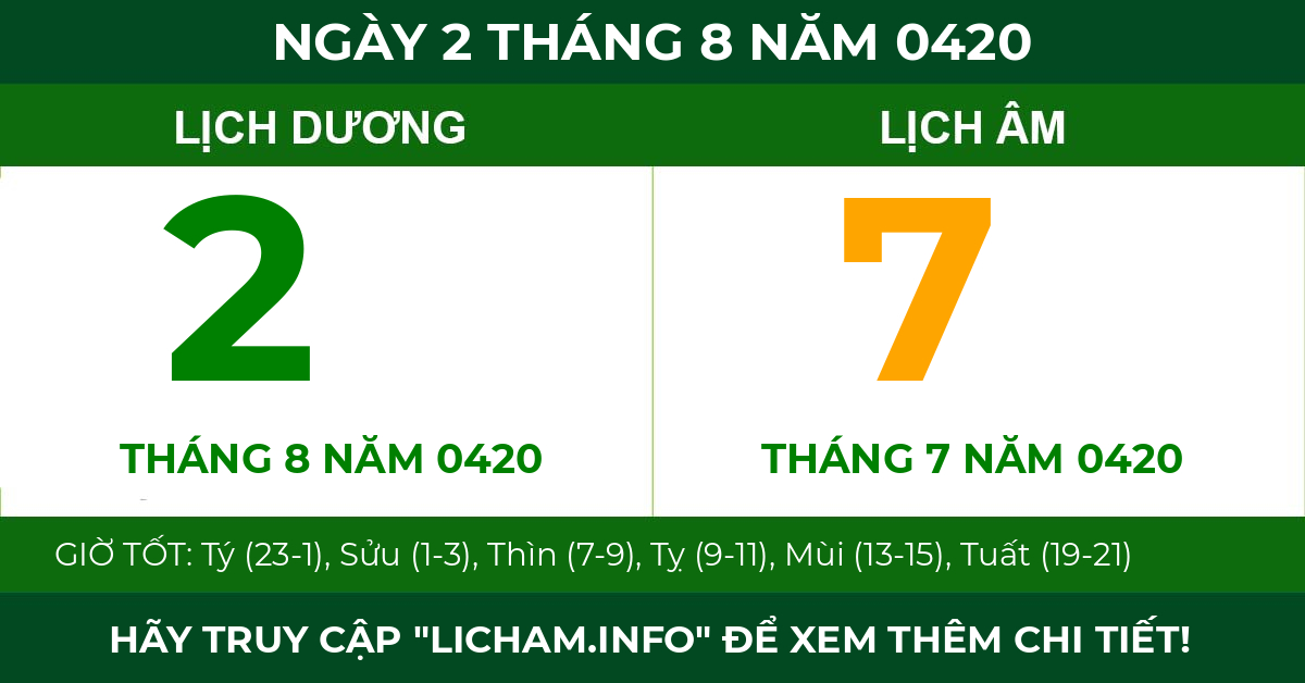 lịch âm ngày 2 tháng 8 năm 0420