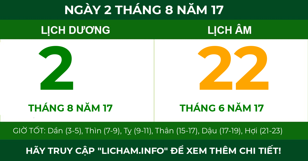 lịch âm ngày 2 tháng 8 năm 17