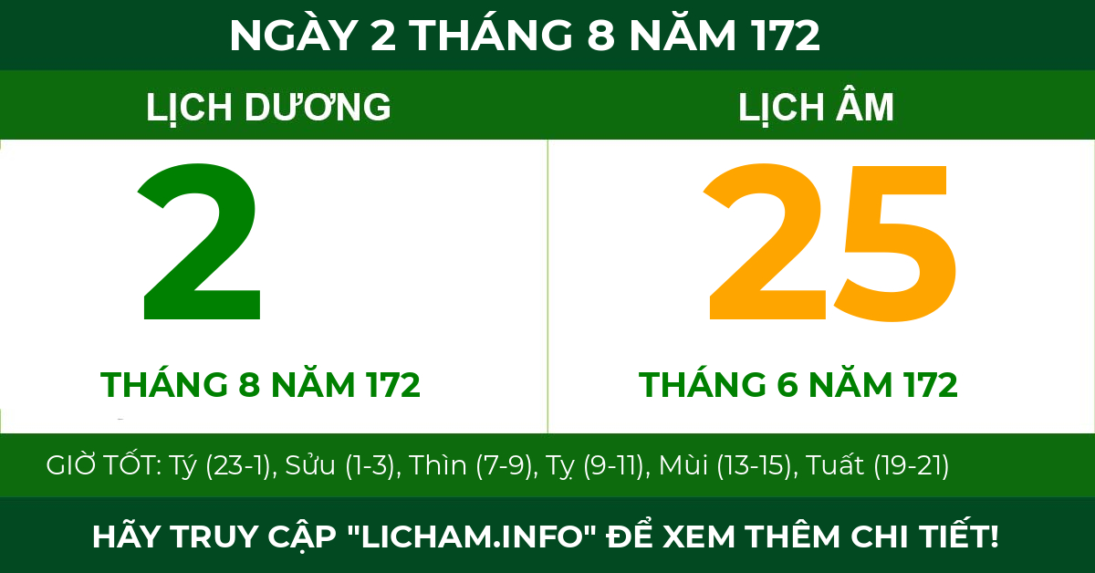 lịch âm ngày 2 tháng 8 năm 172