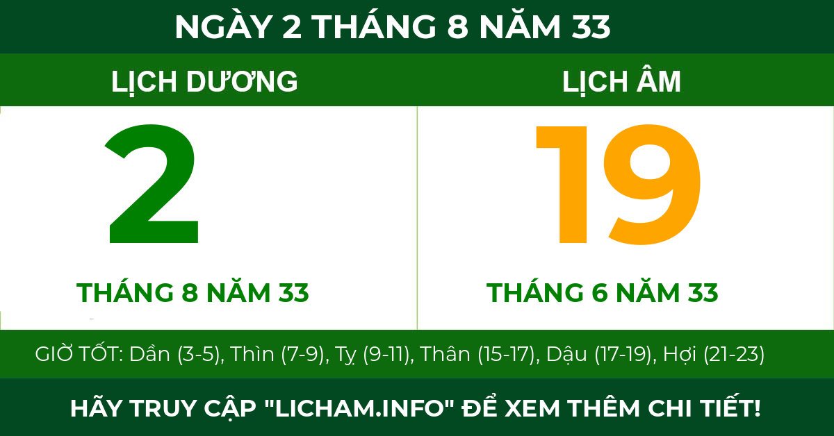 lịch âm ngày 2 tháng 8 năm 33
