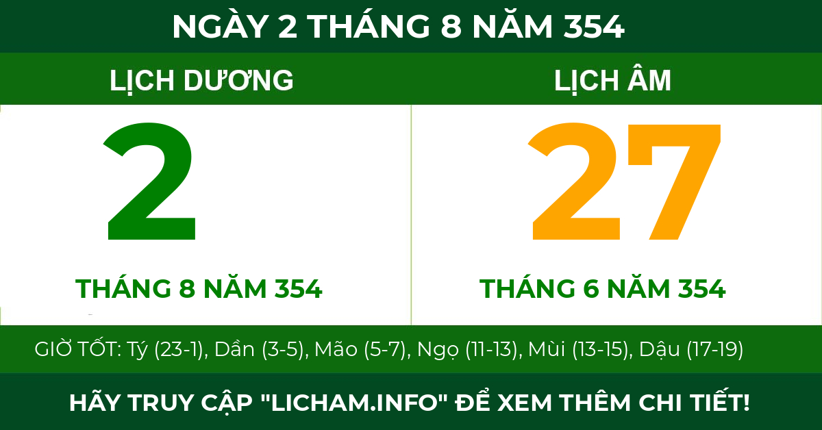 lịch âm ngày 2 tháng 8 năm 354