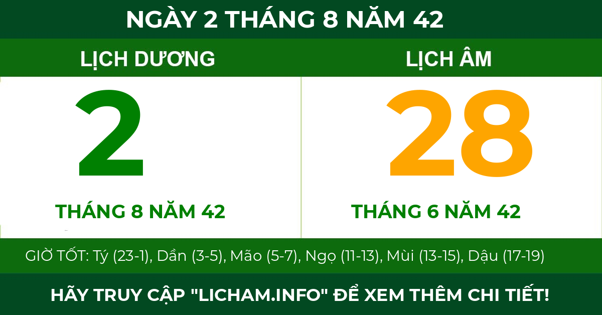 lịch âm ngày 2 tháng 8 năm 42