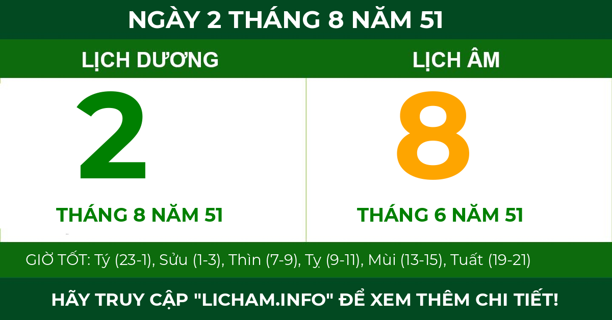 lịch âm ngày 2 tháng 8 năm 51