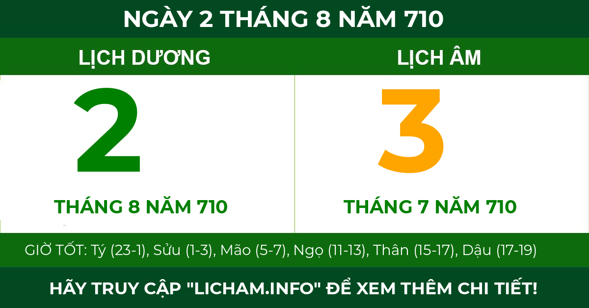 lịch âm ngày 2 tháng 8 năm 710