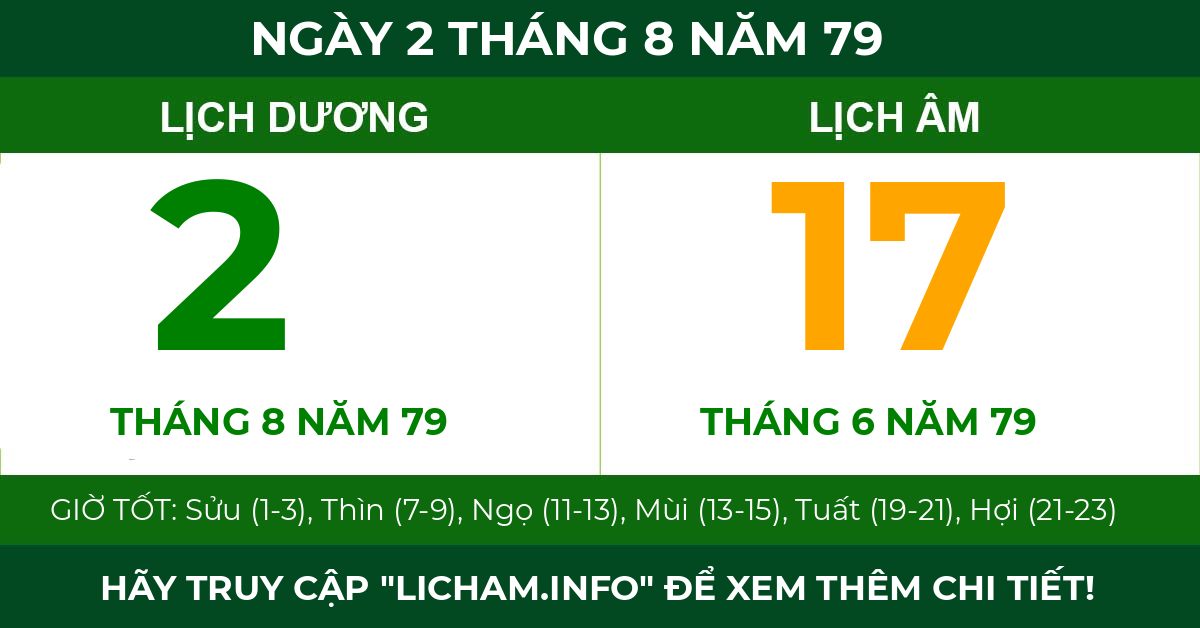 lịch âm ngày 2 tháng 8 năm 79