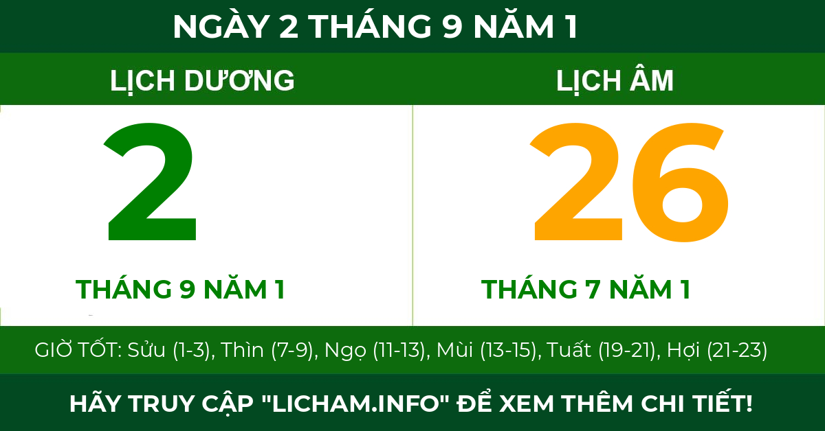 lịch âm ngày 2 tháng 9 năm 1
