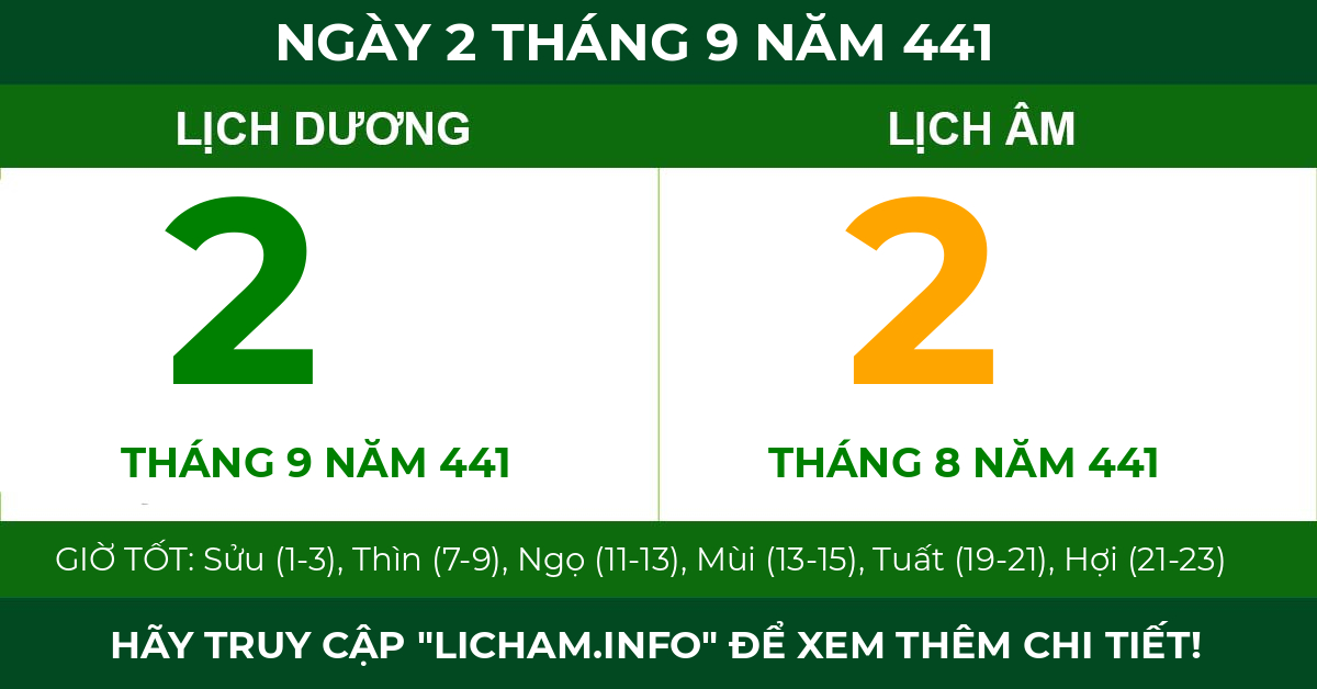 lịch âm ngày 2 tháng 9 năm 441