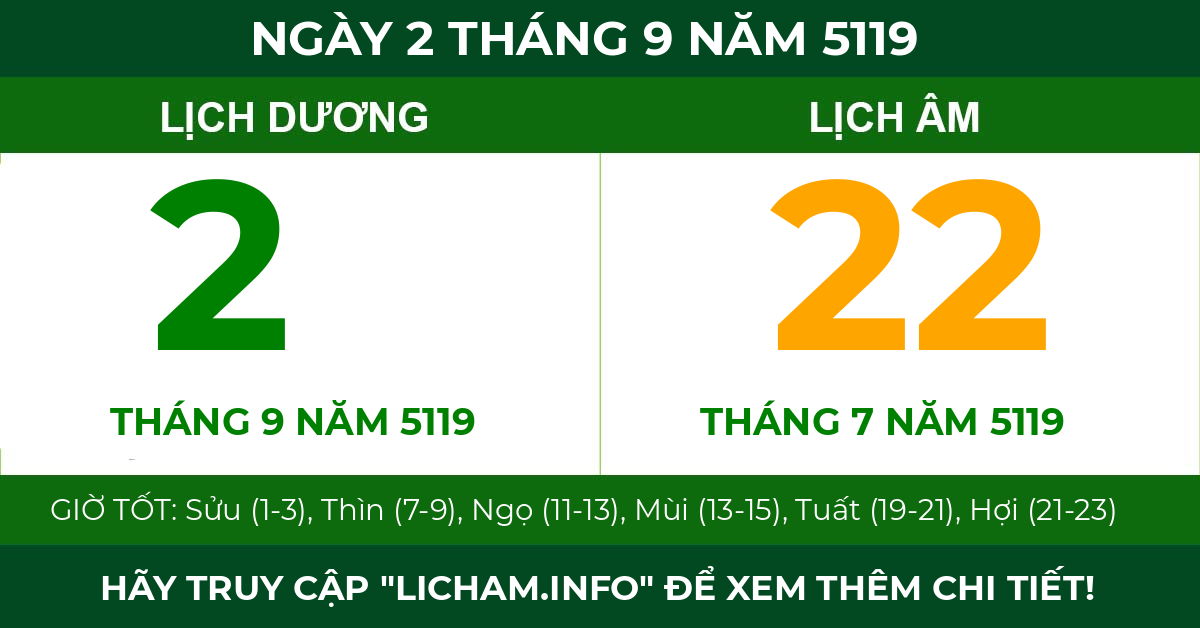 lịch âm ngày 2 tháng 9 năm 5119