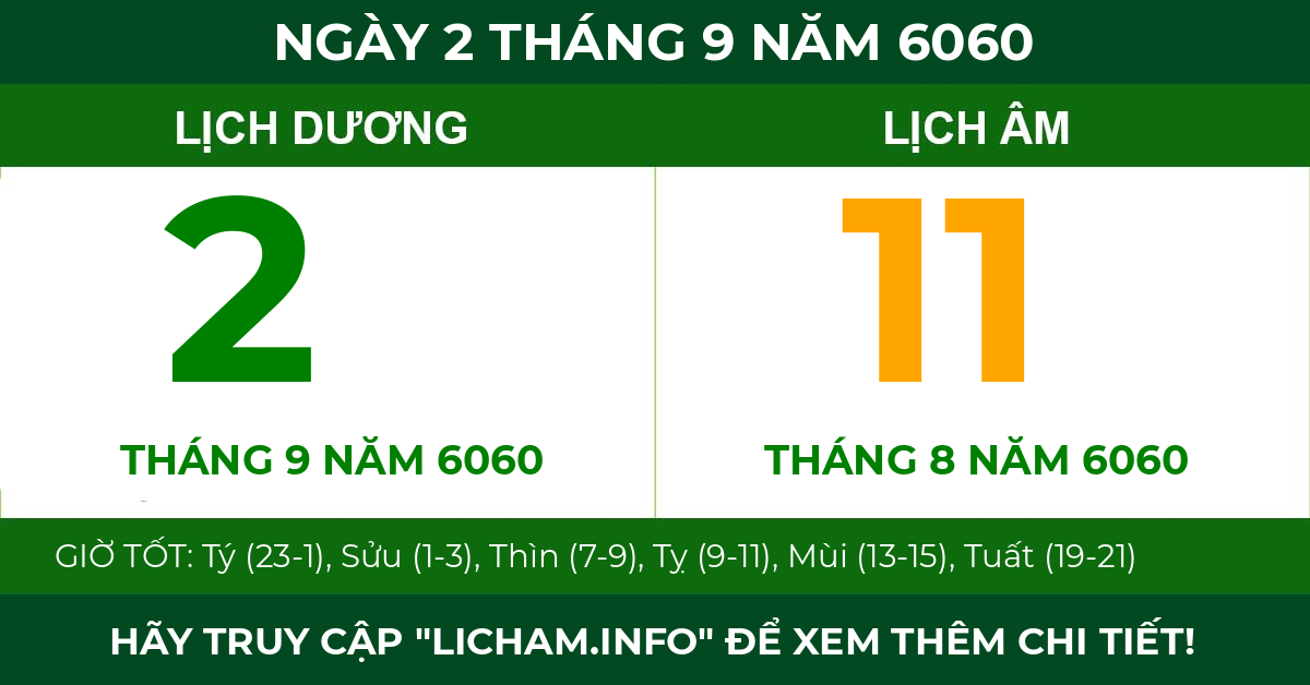 lịch âm ngày 2 tháng 9 năm 6060