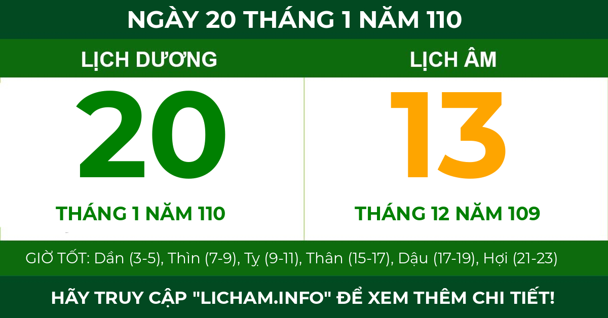 lịch âm ngày 20 tháng 1 năm 110