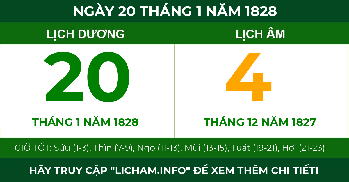 lịch âm ngày 20 tháng 1 năm 1828