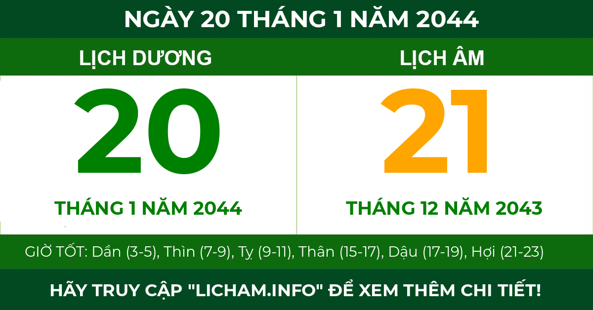 lịch âm ngày 20 tháng 1 năm 2044