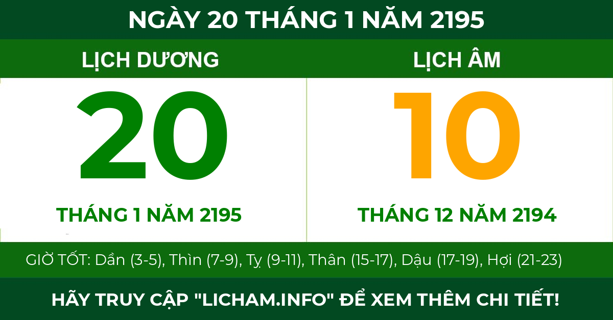 lịch âm ngày 20 tháng 1 năm 2195