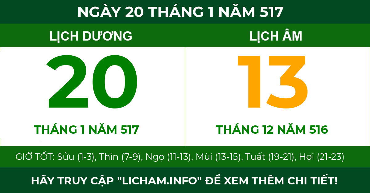 lịch âm ngày 20 tháng 1 năm 517