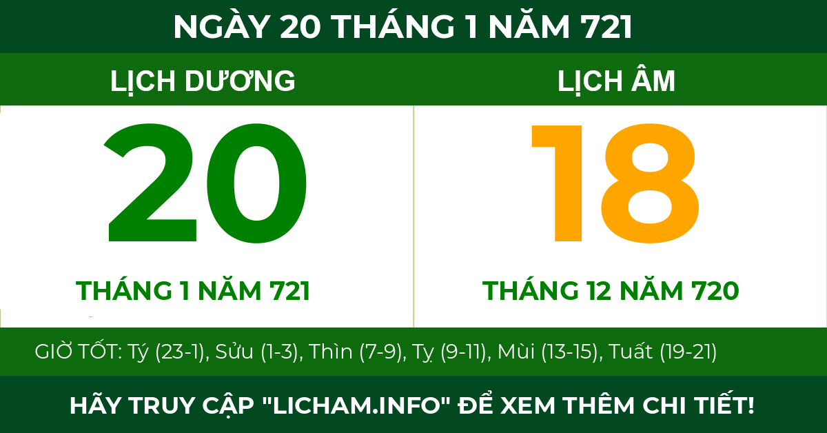 lịch âm ngày 20 tháng 1 năm 721