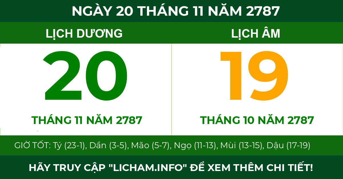 lịch âm ngày 20 tháng 11 năm 2787