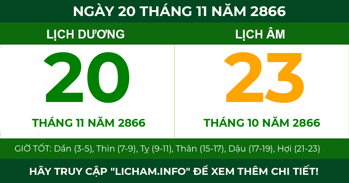 lịch âm ngày 20 tháng 11 năm 2866