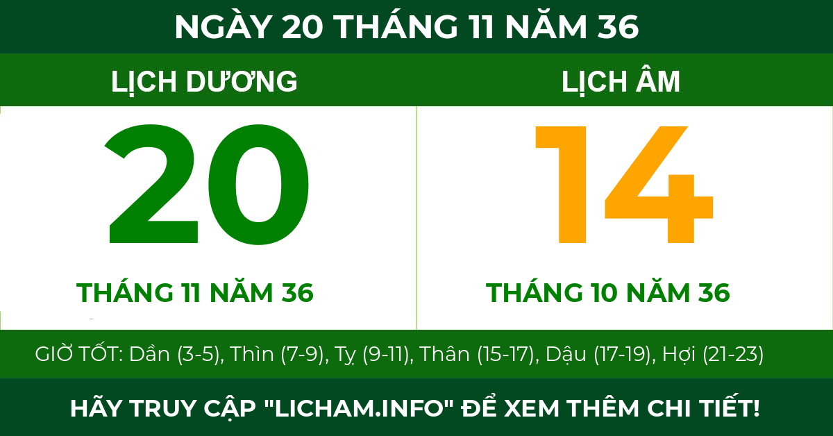 lịch âm ngày 20 tháng 11 năm 36