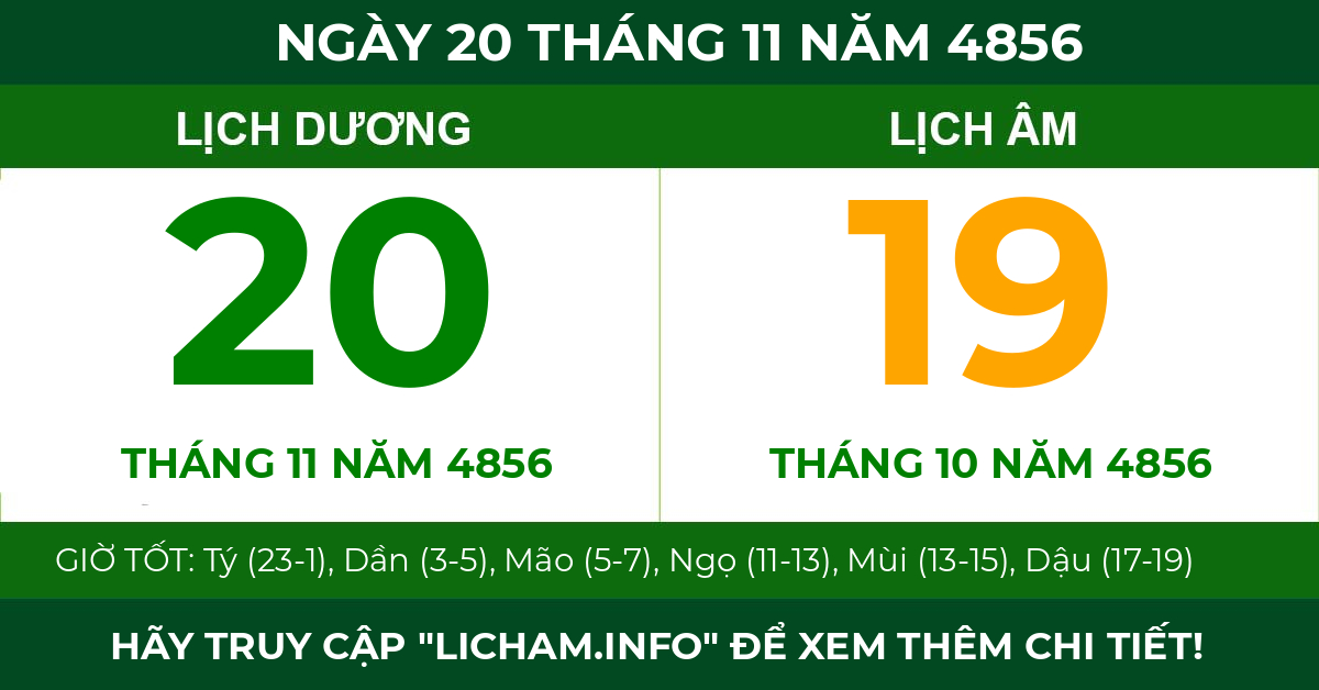 lịch âm ngày 20 tháng 11 năm 4856