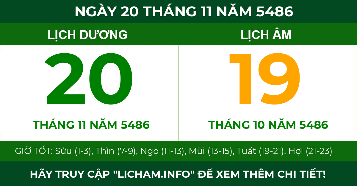 lịch âm ngày 20 tháng 11 năm 5486