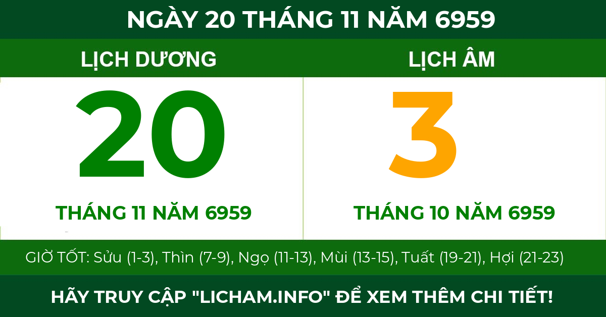 lịch âm ngày 20 tháng 11 năm 6959