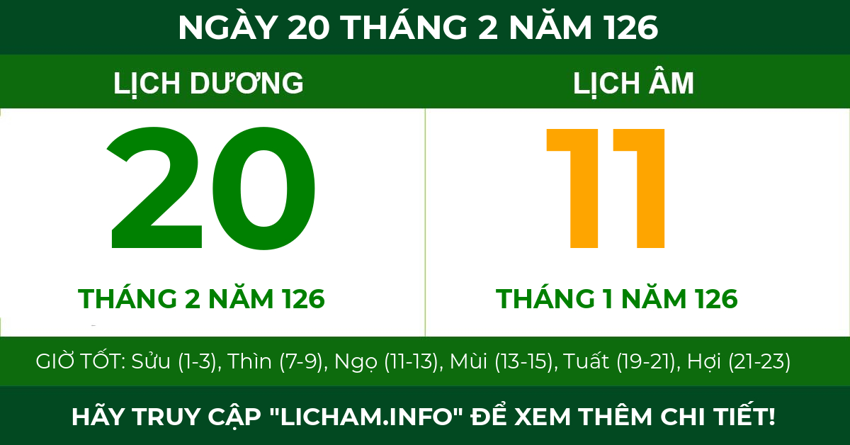 lịch âm ngày 20 tháng 2 năm 126