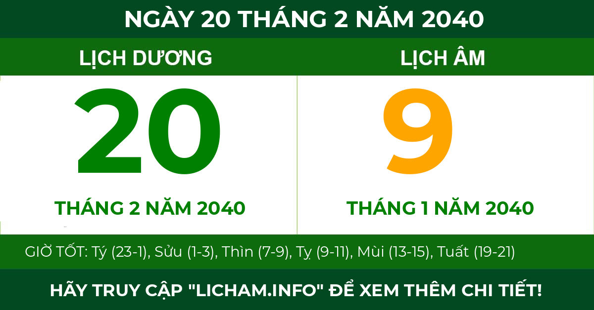 lịch âm ngày 20 tháng 2 năm 2040