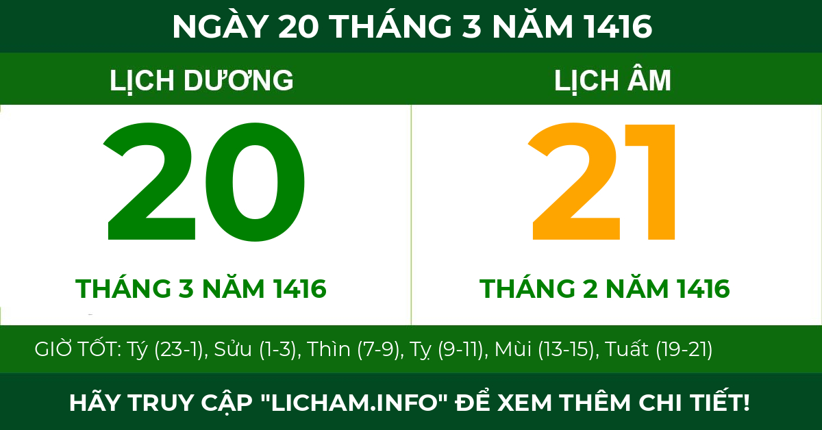 lịch âm ngày 20 tháng 3 năm 1416