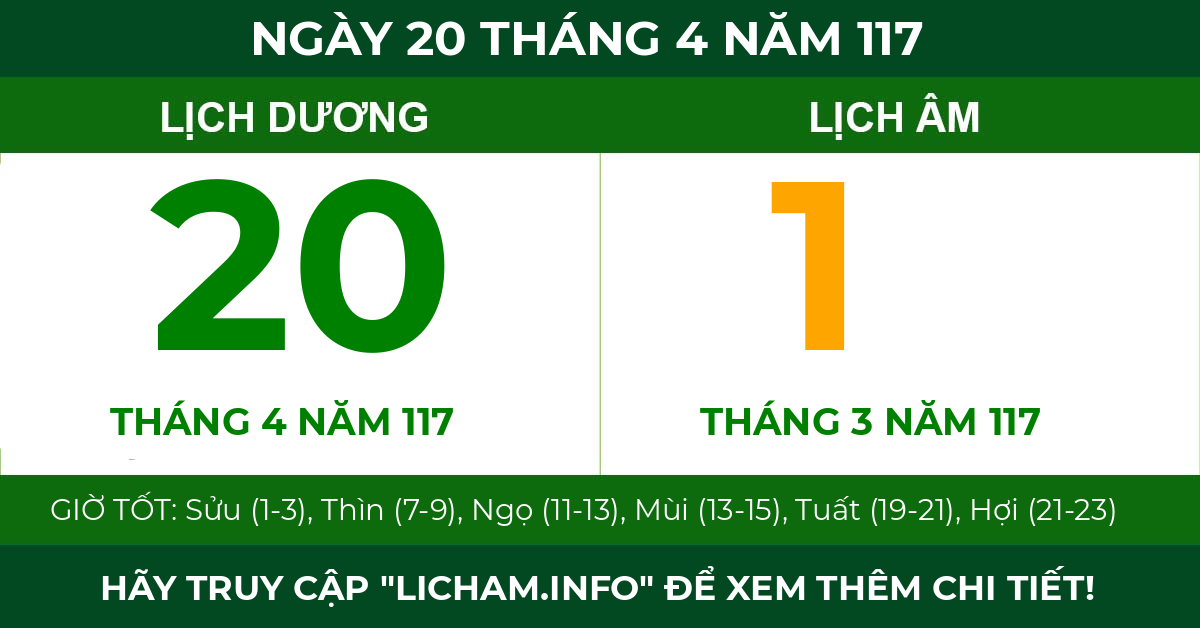 lịch âm ngày 20 tháng 4 năm 117