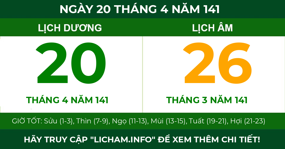 lịch âm ngày 20 tháng 4 năm 141