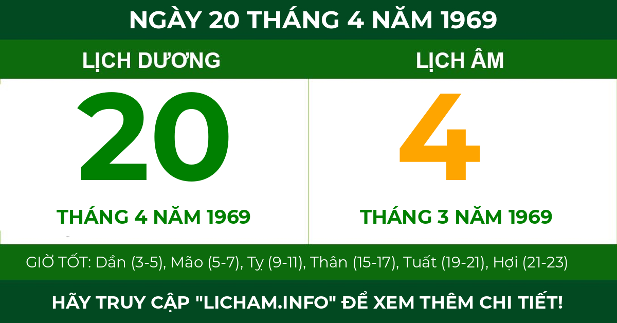 lịch âm ngày 20 tháng 4 năm 1969