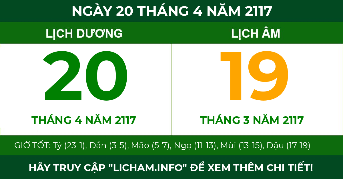 lịch âm ngày 20 tháng 4 năm 2117