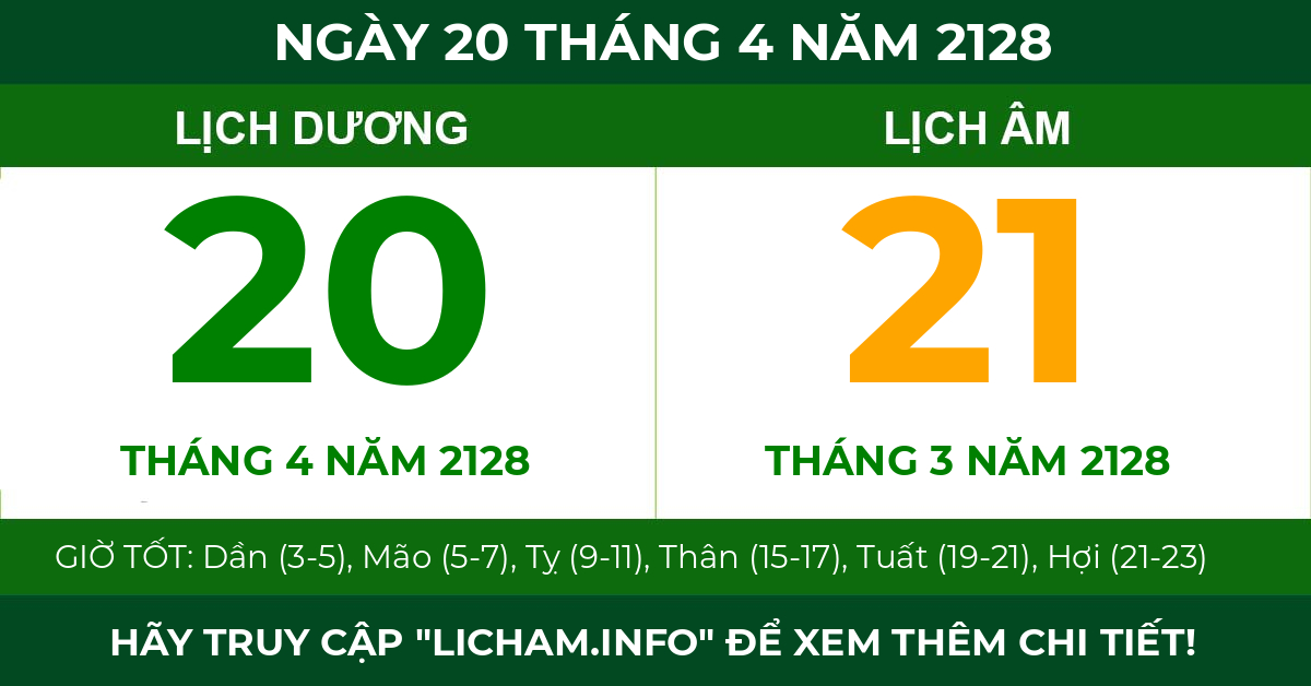 lịch âm ngày 20 tháng 4 năm 2128