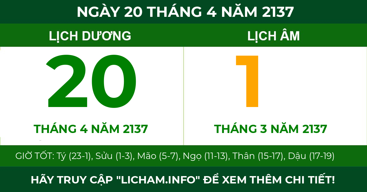 lịch âm ngày 20 tháng 4 năm 2137