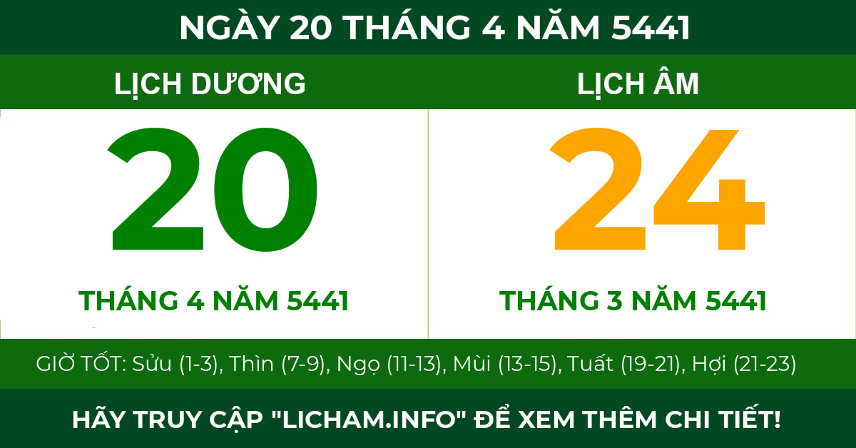 lịch âm ngày 20 tháng 4 năm 5441